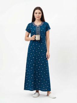 Sweet Dreams - Women'S Floral Printed 100% Cotton Full-Length Nightdress.