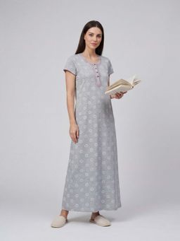 Sweet Dreams - Women'S Floral Printed Soft 100% Cotton Full Length Nightdress