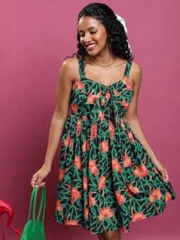 TOKYO TALKIES - Floral Printed Fit and Flare Dress