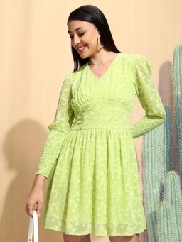 TOKYO TALKIES - V Neck Fit and Flare Dress