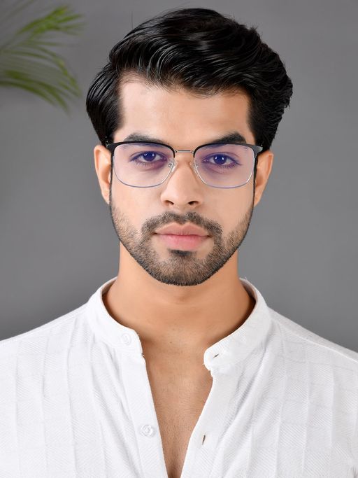 Buy ROYAL SON Square Silver Black Specs for Men Women Sf0087-C3 Online