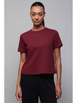 Reebok - Women Maroon Round Neck T-Shirt
