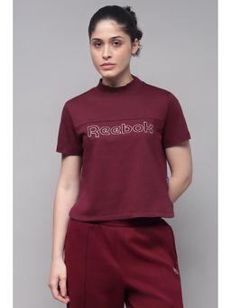 Reebok - Women High Neck Maroon T-Shirt