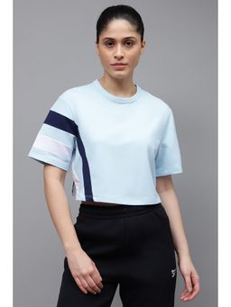 Reebok - Women Round Neck Blue Crop T-Shirt