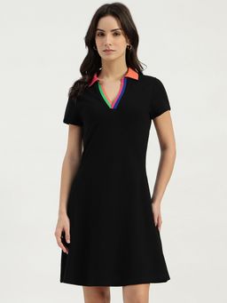 United Colors of Benetton - Johny Collar Solid A-Line Dress