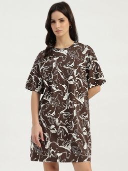 United Colors of Benetton - Round Neck Printed T-Shirt Dress