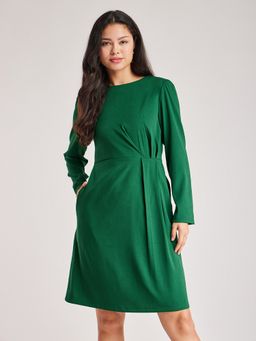 FableStreet - Polyester Fit and Flare Green Women Dress