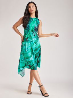 FableStreet - Satin A-Line Abstract Women Dress