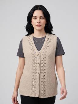 APSLEY - Women Brown Embroidered Cardigan