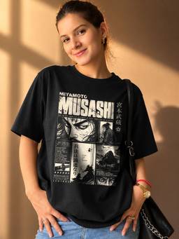 LEOTUDE - Women'S Black Pure Cotton Oversized T-Shirt