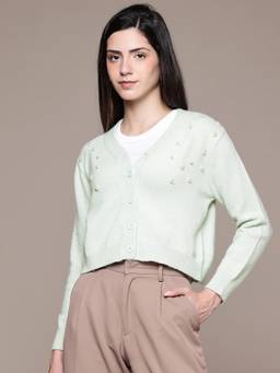 CAYMAN - Green Women Woollen Cardigan