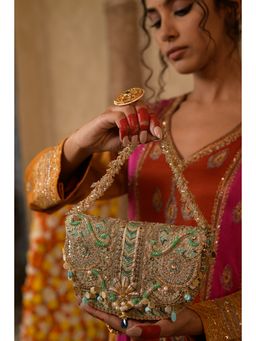 DOUX AMOUR - Rangrez Green Flapover Clutch