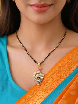 Digital Dress Room - Multi-Color Peacock Design Short Mangalsutra