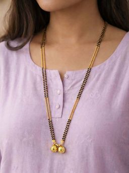Digital Dress Room - Black Gold Plated Two Vati Pendant Mangalsutra