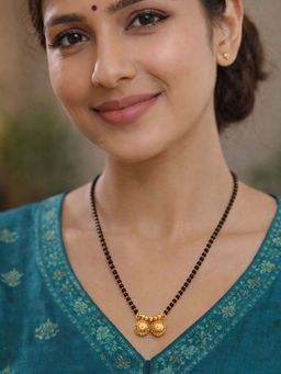 Digital Dress Room - Black Two Vati Pendant Gold Plated Mangalsutra