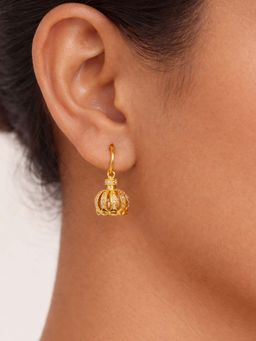 Digital Dress Room - White Gold Plated Crown Shape Jhumka Earrings
