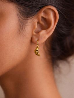 Digital Dress Room - Gold Crescent Moon Face Mini Earrings