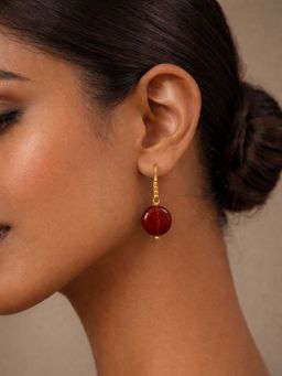 Digital Dress Room - Gold Plated Brown Stone Mini Drop Earrings