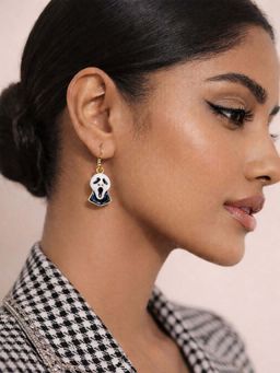 Digital Dress Room - Multi-Color Gold Plated Ghost Face Earrings