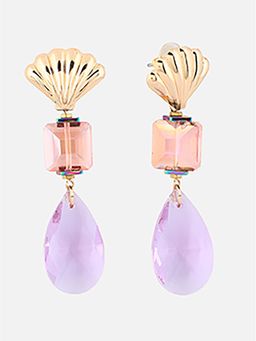 Beatnik - Purple Stone Gold Plated Stylish Drop Earrings