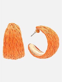 Beatnik - Orange Brass Plated Hoop Earrings