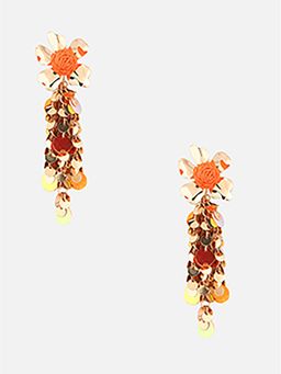 Beatnik - Orange Gold Plated Stylish Drop Earrings
