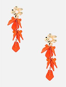 Beatnik - Orange Pearl Gold Plated Stylish Drop Earrings