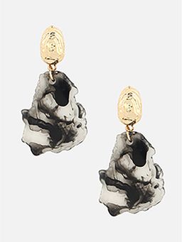 Beatnik - Black Stone Gold Plated Stylish Drop Earrings