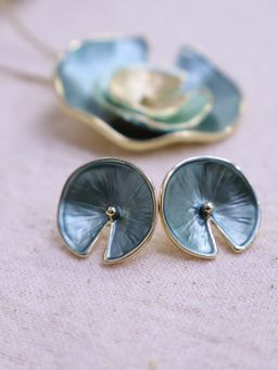 BeAbhika - Blue Spiral Disc Statement Necklace with Earrings