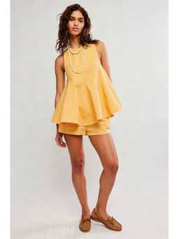 Miakee - Yellow Solid/Plain Polyester Blend Co-Ord Set