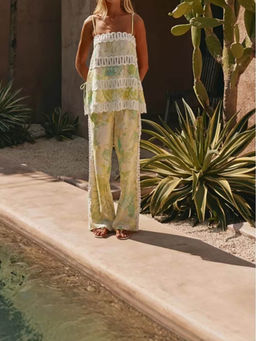 Miakee - Yellow Printed Polyester Blend Co-Ord Set