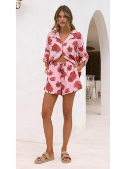 Miakee - Pink Printed Polyester Blend Co-Ord Set
