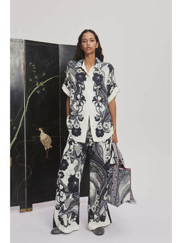 Miakee - White Printed Polyester Blend Co-Ord Set