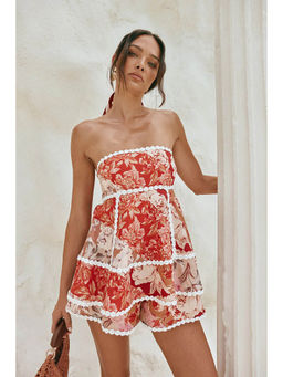 Miakee - Red Printed Polyester Blend Co-Ord Set