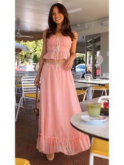 Miakee - Pink Solid/Plain Polyester Blend Co-Ord Set