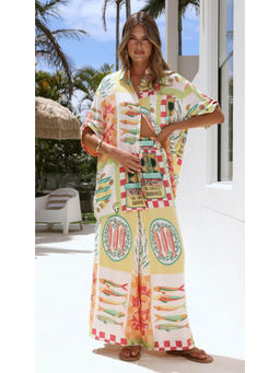 Miakee - Yellow Printed Polyester Blend Co-Ord Set