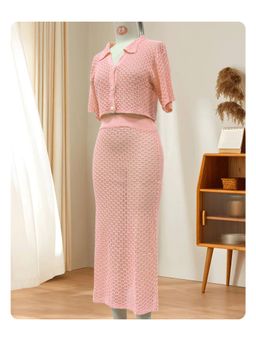 Miakee - Pink Textured Polyester Blend Co-Ord Set