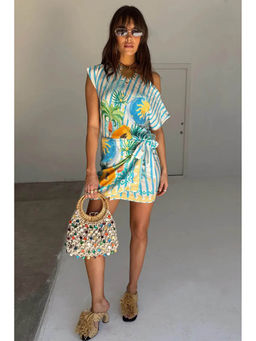 Miakee - Blue Printed Polyester Blend Co-Ord Set