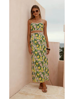 Miakee - Green Printed Polyester Blend Co-Ord Set