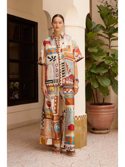 Miakee - Multi-Color Printed Polyester Blend Co-Ord Set