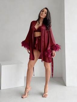 Miakee - Maroon Solid/Plain Polyester Blend Co-Ord Set