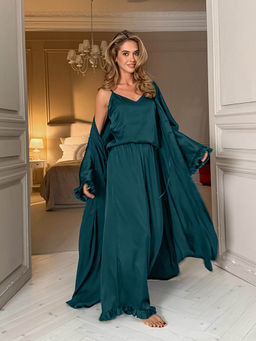 Miakee - Green Solid/Plain Polyester Blend Co-Ord Set