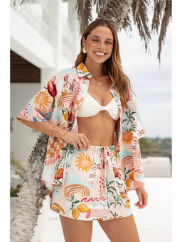 Miakee - Pink Printed Polyester Blend Co-Ord Set