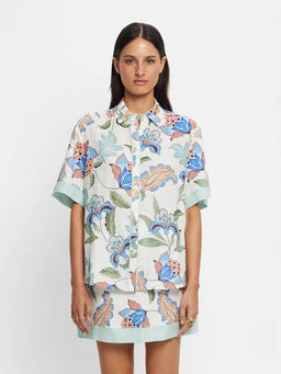 Miakee - White Printed Polyester Blend Co-Ord Set
