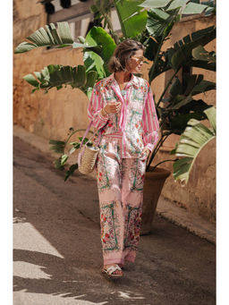 Miakee - Pink Printed Polyester Blend Co-Ord Set