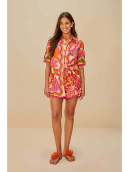 Miakee - Pink Printed Polyester Blend Co-Ord Set
