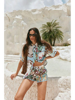 Miakee - Blue Printed Polyester Blend Co-Ord Set