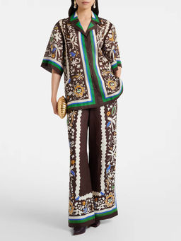 Miakee - Brown Printed Polyester Blend Co-Ord Set