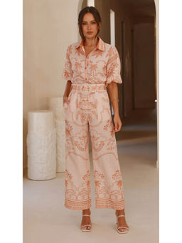 Miakee - Pink Printed Polyester Blend Co-Ord Set