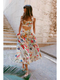 Miakee - White Printed Polyester Blend Co-Ord Set